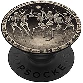 Skeleton Dancing On Moon in A Circle Graphic PopSockets Adhesive PopGrip