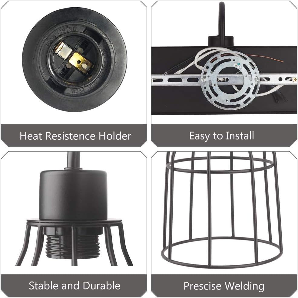 ZZ Joakoah 3-Light Bathroom Vanity Light, Industrial Metal Cage Wall Sconce Vintage Wall Lamp Light Fixture for Bathroom Kitchen Living Room Vanity Hallway. - - 