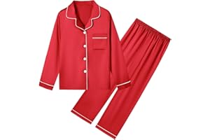 Umeyda Girls & Womens Satin Pajamas Set, 2 Pieces Silky Pjs Long Sleeve + Pants Sleepwear for Mom Kids and Boys