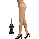 Amzshe Indestructible Rip Resistant Tights for Women Sheer Black Control Top Pantyhose with Reinforced Toes