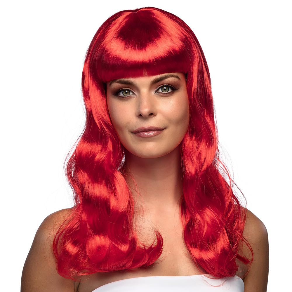 Boland 85872 Chic Long Hair Wig with Fringe Red