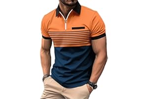ROOMLINE Men's Polo Shirts 2025 Short Sleeve Casual Polo T Shirt Color Block Slim Fit Golf Shirts with Pocket