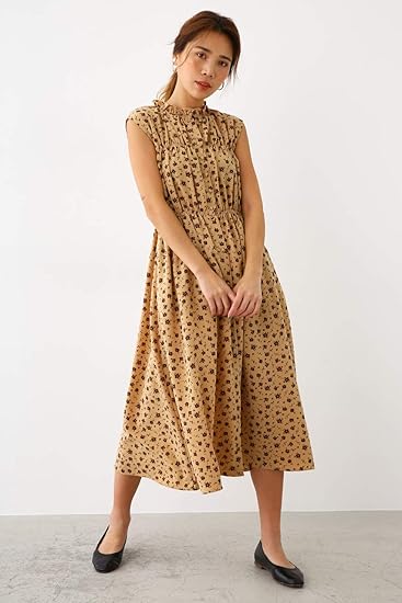 Amazon Co Jp ロデオクラウンズ ワイドボウル ワンピース ドレス フラワー ギャザー ワンピース 4caz33 05 Free ベージュ レディーズ 服 ファッション小物