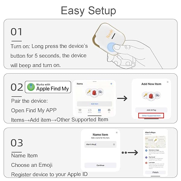 NUTALE AIRPRO KEY FINDER TAG (IOS ONLY), BLUETOOTH TRACKER ITEM LOCATOR WITH KEY CHAIN FOR KEYS PET WALLETS OR BACKPACKS AND TABLETS BATTERIES INCLUDE COMPATIBLE WITH FINDMY APP (WHITE&BLACK, 4 PACK)