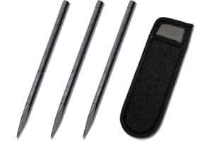 CHIMOK LIFE Throwing Spikes Set of Three, Stainless Steel Throw Spike with Nylon Bag Storage (Black, 7.5")