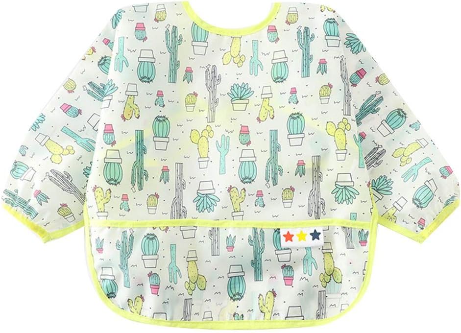 Forbestest Waterproof Long Sleeve Baby Toddler Painting Feeding Smock Bib Apron Children Cartoon Top