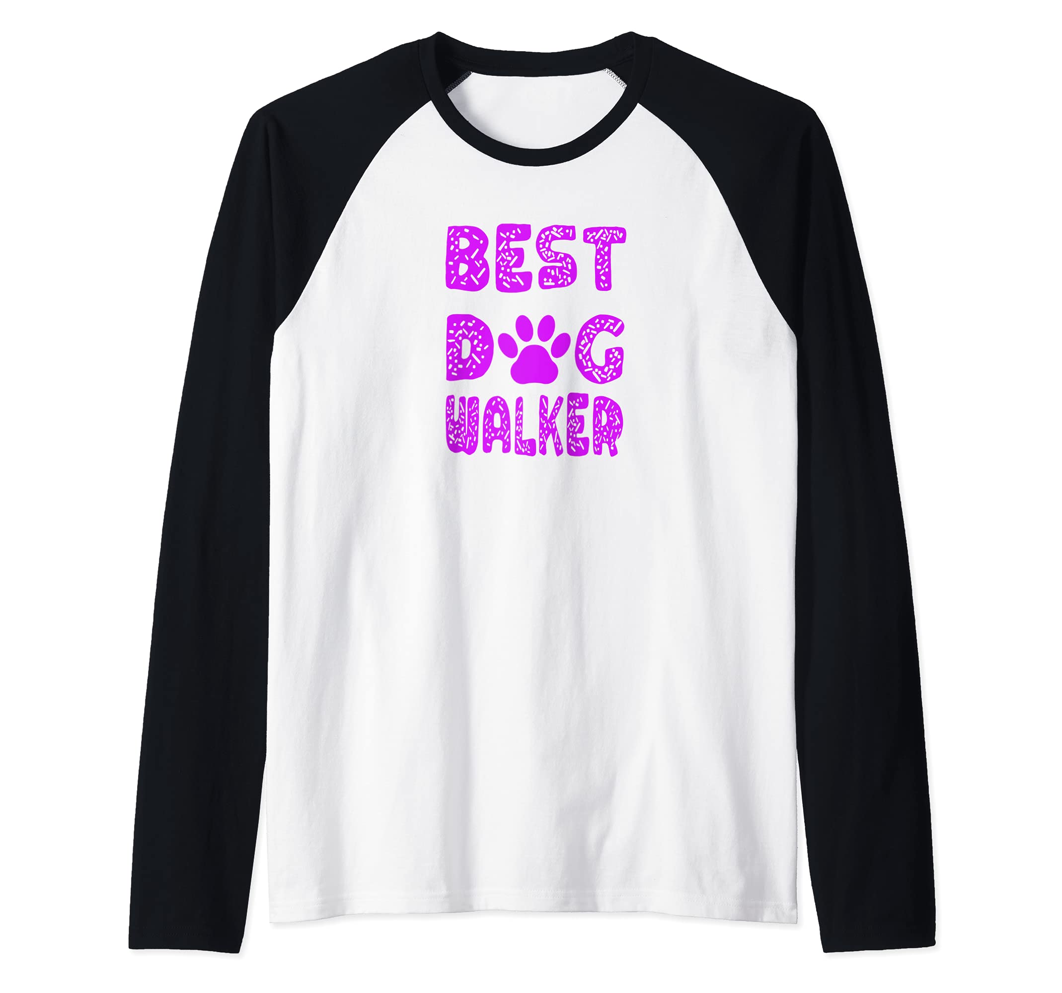 Best Dog Walker with Dog Paw Print Raglan Baseball Tee