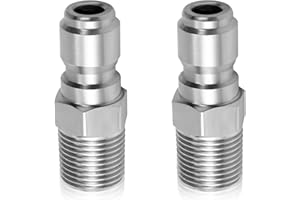 2pcs Fast Connect Pressure Washer Fittings, Stainless Steel Pressure Water Gun Connectors 1/4 Fast Connect Plug for Water Pum