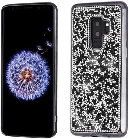ShopAegis - [RHINESTONE TPU] [Black] Electroplated Black Frame Mini Bling Crystals [Premium 2.0MM TPU/ Durable / Skin Protective / Anti-Scratch] Phone Cover Case for Samsung Galaxy S9 Plus +
