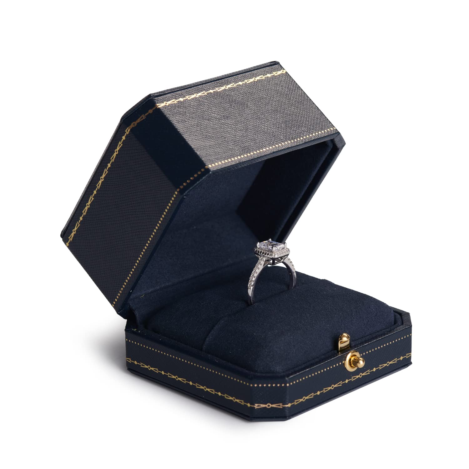 Oirlv Luxury Ring Box, Square Velvet Engagement Ring Box Classic Jewelry Gift Box for Earrings Rings Organiser Elegant Jewellery Case Gift Box for Proposal Engagement Wedding (Ring Box) …