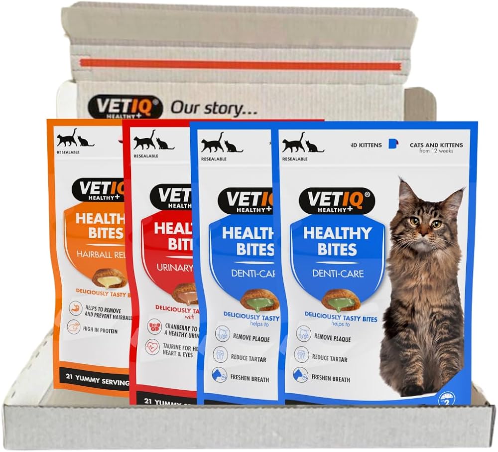 VETIQ Healthybites For Cats Variety Pack 4 x 65g Cat Treats Dental Hairball