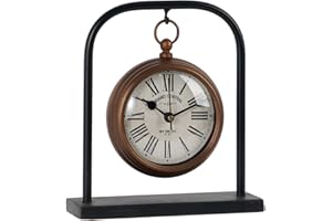 NIKKY HOME Small Retro Desk Clock, Silent Non-Ticking Classic Battery Operated Decorative Table Mantel Shelf Clock for Living Room