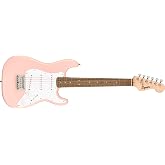 Squier Mini Stratocaster Electric Guitar, Shell Pink, Laurel Fingerboard | Small scale guitar for beginners, great for kids and travel, free virtual lessons