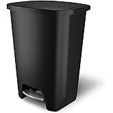 Glad Premium 20 Gallon Trash Can - Plastic Kitchen Waste Bin with Odor Protection of Lid, Stainless Steel Step On Foot Pedal and Garbage Bag Rings, Black