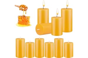10 Pcs Natural Beeswax Pillar Candles,100% Pure Beeswax Votive Candles,Long Burn Time Smokeless Bees Wax Candles for Prayer D