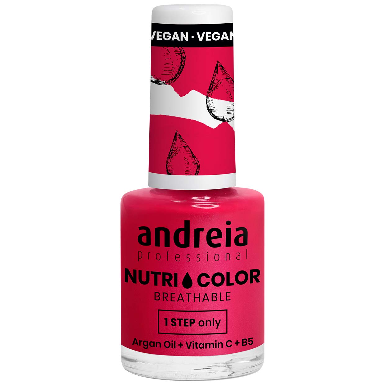 Andreia Professional NutriColor Breathable Nail Polish - Vegan and Cruelty-Free DIY Nail Art Nail Polish with Long Lasting Gloss Finish Colour NC31 Cherry Pink 10.5ml