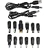 Onite DC Famale 5.5x2.1mm jack to 12 Plugs / Connectors with 2 Male to Male Cables: 5.5x2.1mm to 5.5x2.1mm, USB 2.0 to 5.5x2.1mm for Notebook Laptop AC Power Charger Adapter (12 tips +2 cables)