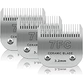 7FC Dog Grooming Ceramic Blades,Compatible with Andis,Oster A5,Wahl KM10 | Size 7FC Detachable Ceramic Blade 1/8-Inch 3.2MM Cut Length,3 Pack