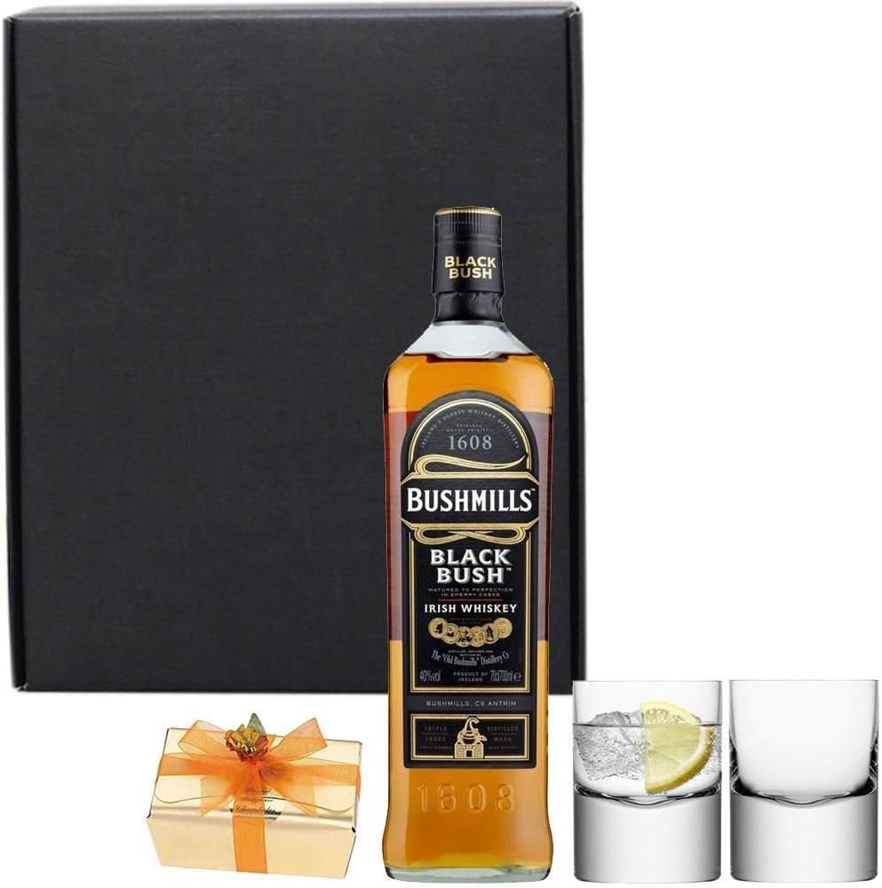 Bushmills Black Bush Irish Whiskey Gift Set in Matt Black Gift Box with