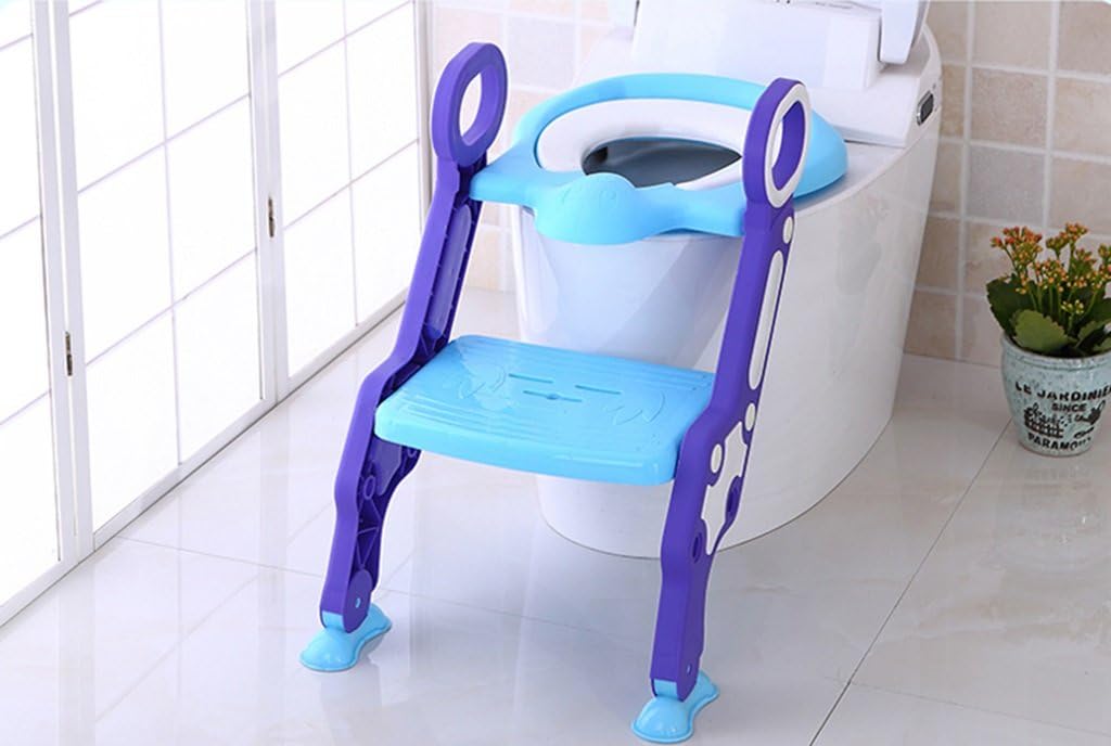 Toilet chair LI JING SHOP- Child Toilet Ladder Plastic Boy With Girl Toilet Seat (Color : Blue -2, Size : Cushion models)