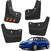 Mud Flaps for Tesla Model Y 2024 2023 2022 2021 2020, Flexible No Drilling/Tape Mud Guards Splash Guards Fenders for Tesla Model Y Accessories 2024, Set of 4 Mudguards Mudflaps for Tesla Y