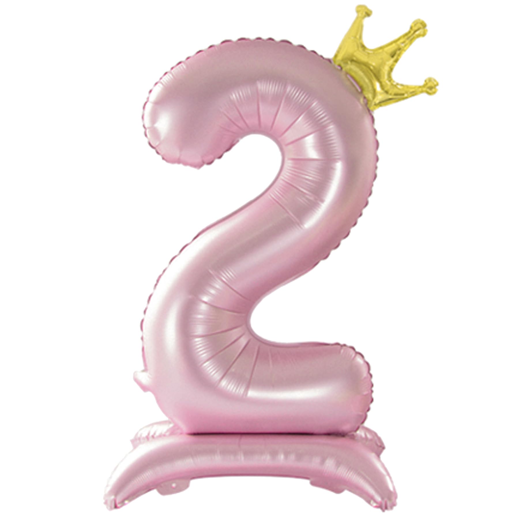 Photo 1 of Tellpet Crown Pink Number 2 Balloon with Base For Girls 2nd Birthday Party Decoration
