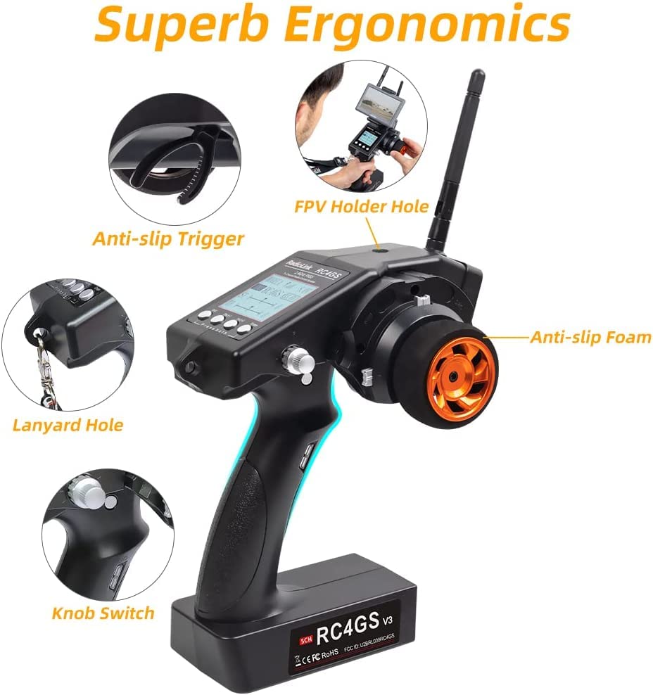 RadioLink RC4GS V2 2.4G 4CH RC Transmitter and Receiver R6FG Gyro