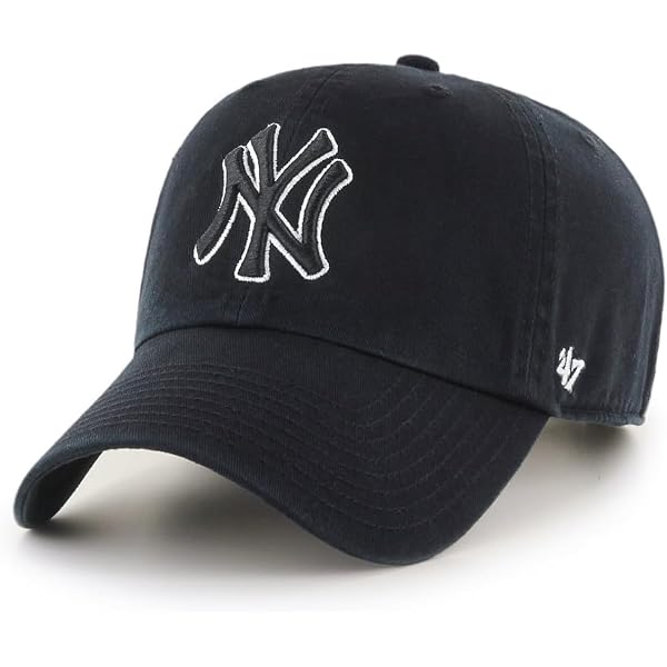 \'47 Women\'s Black Hat with White Logo Embroidery Amazon.com: 47 Brand MLB Black White Outline Primary Logo  main image 3