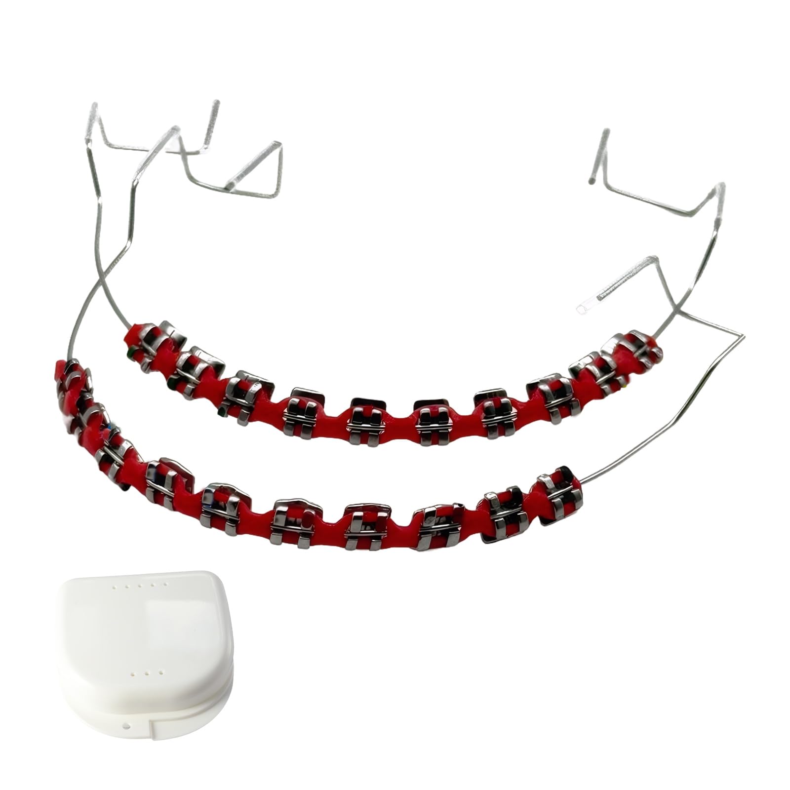 Photo 1 of 1 Set Brackets Falsos Para Dientes,Braces Kit with Brackets & Wire, for Dental Students & Orthodontic Practice,Brackets Para Dientes (Red)