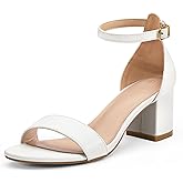 mysoft Women's Chunky Low Heels Open Toe Block Heeled Dress Ankle Strap Pump Wedding Sandals