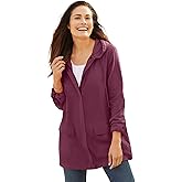 Woman Within Plus Size Lightweight Hooded Jacket Long Oversized Coat