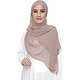 Sparkle Shimmer Gold Glitter Women's Chiffon Hijab Head Scarf Shawl Wrap Lightweight