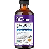 New Chapter Elderberry Kids Syrup, Advanced Immune Defense for Ages 2+, 64x Concentrated Elderberry, Sweetened with Throat-Soothing Grade A Honey, Non-GMO Project Verified, 4 Fl Ounce