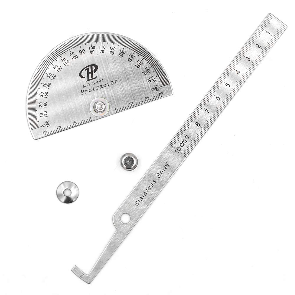 0-180 Degree Angle Ruler Carpenter Woodworking Tool Stainless Steel 100mm Arm Measure