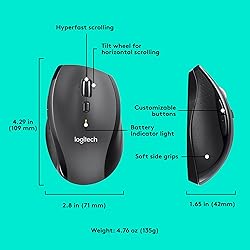 Logitech M705 Marathon Wireless Mouse, 2.4 GHz USB
