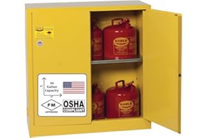 Eagle American Made 30 Gallon F﻿lammable Liquid Storage Cabinet, Manual-Close Fireproof Cabinet for Schools, Garages, Manufacturing Facilities, 43" x 18" x 44", 1932X