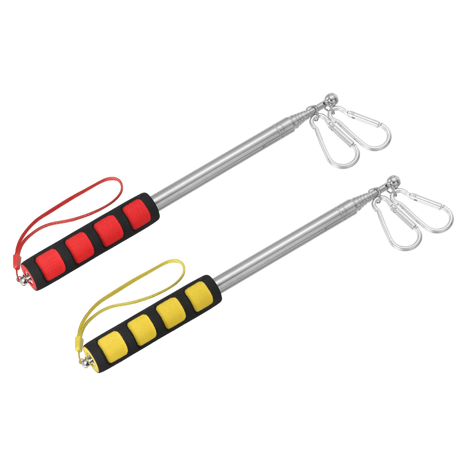 PATIKIL 6.6 Feet Telescopic Handheld Flagpoles, 2Pcs Tour Guide Flag Pole Stainless Steel Portable Collapsible Flag Pole with Clips for Teaching Pointer Training, Red, Yellow