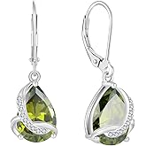 Rocayi Teardrop Earrings for Women 925 Sterling Silver Dangle Drop Leverback Earrings Birthstone Jewelry Gifts for Wife Mom Girlfriend Her