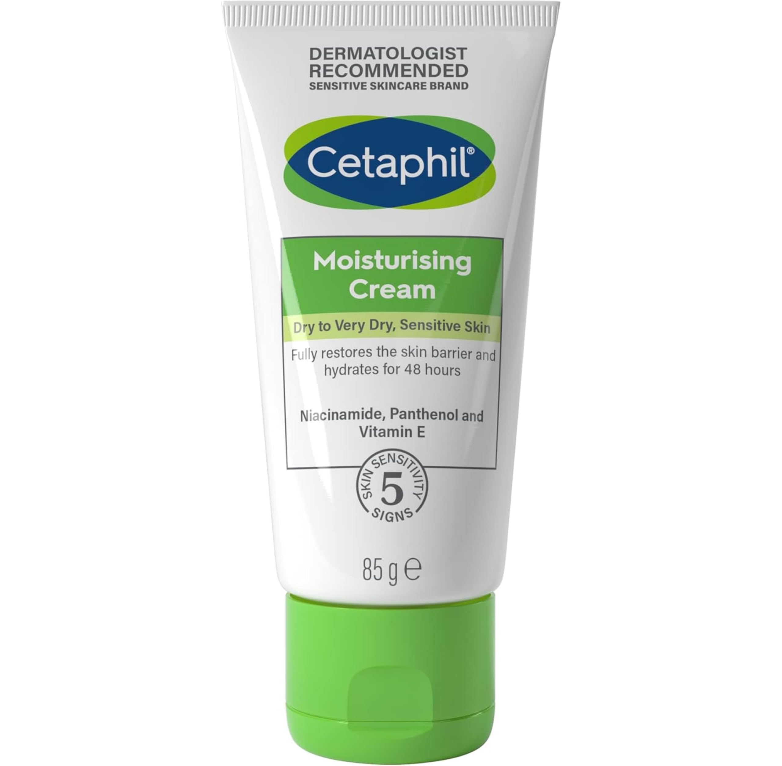 Cetaphil Moisturising Cream for Face, Hand & Body, Travel size, Moisturiser for Dry and Sensitive Skin, 85g, With Niacinamide & Vitamin E, Packaging May Vary