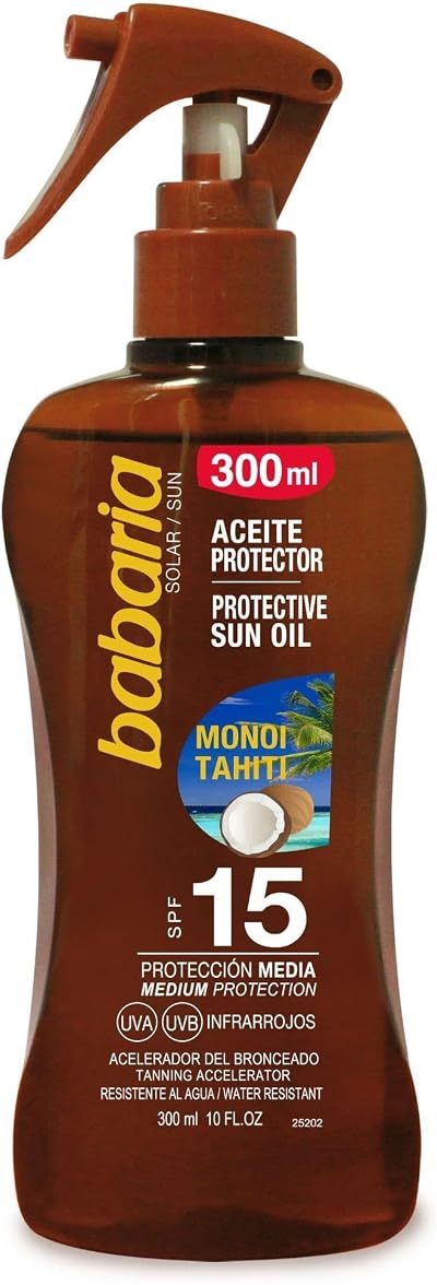 Babaria Protective Sun Oil with Tahitian Monoi Oil SPF 15 300ml