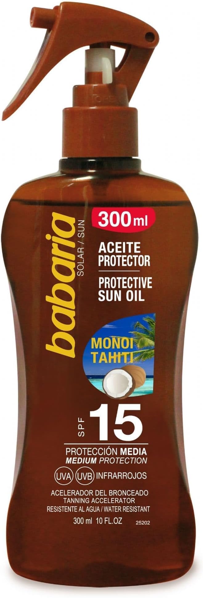 Babaria Protective Sun Oil with Tahitian Monoi Oil SPF 15 300ml