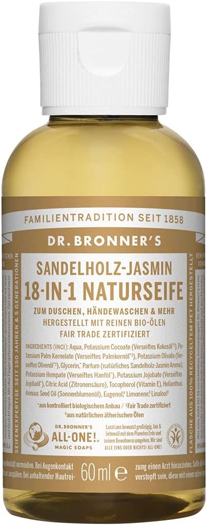 Dr Bronner's Sandalwood Jasmine 18-in-1 Natural Soap 60 ml