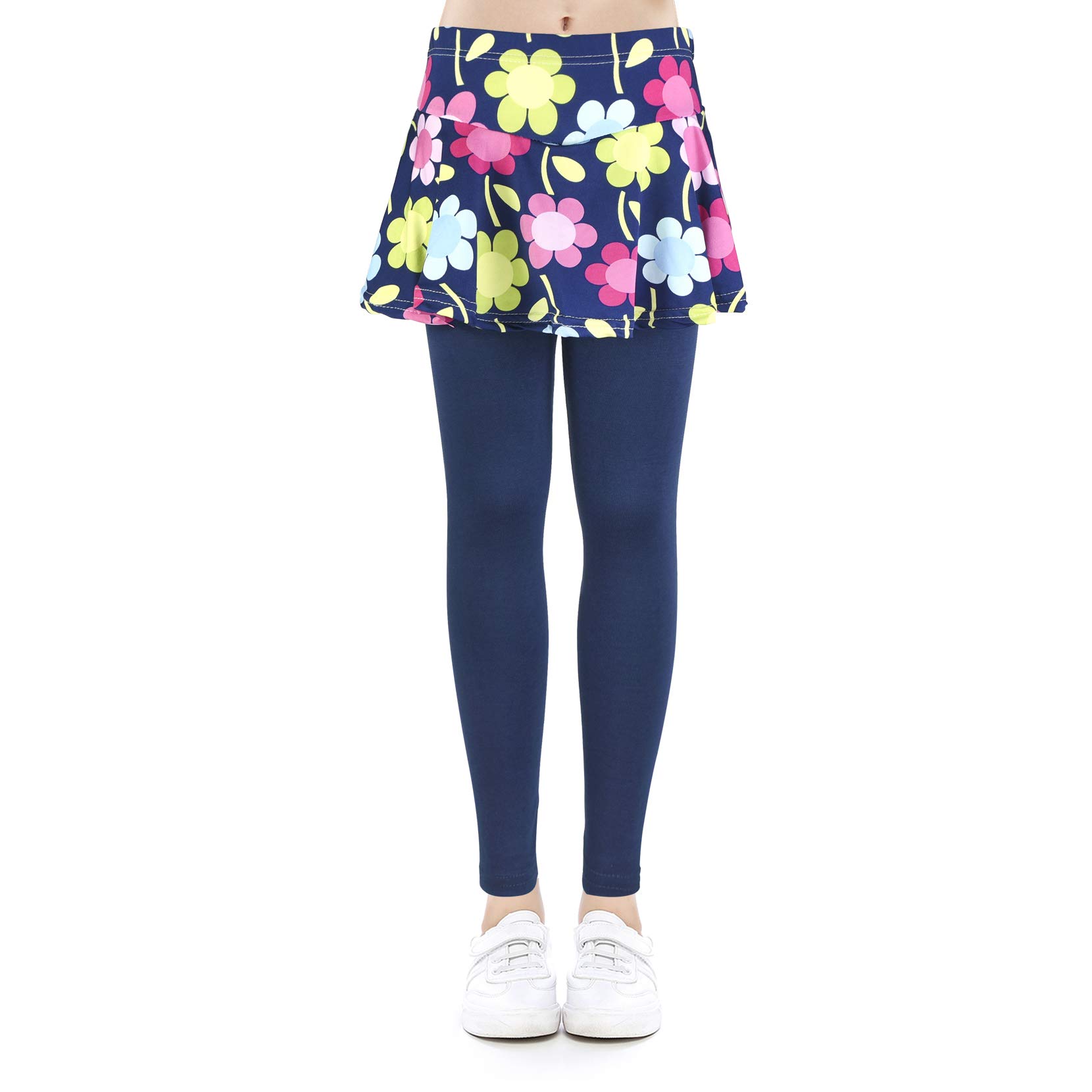 slaixiu Girls Leggings Skirt Stretchy Printing Flower Skirtpants 4-11 Years(GP12_Flower_110)