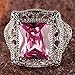 Psiroy 925 Sterling Silver Plated Created Pink Topaz Filled Filigree Art Deco Statement Ring Size 8