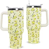 Nqhsionv Duck Tumbler with Handle and Straw 40 oz Duck Cup Cute Funny Coffee Travel Mug Stainless Steel Insulated Water Bottle Duck Stuff Decor Gifts for Women