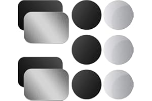 OWLKELA Mount Metal Plate for Phone Magnet Car Mount Holder Cradle with Adhesive, Universal Replacement Sticker Compatible with Magnetic Mounts - 10 Pack Black and Silver (4 Rectangle and 6 Round)