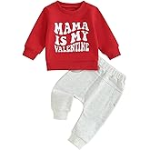 Fernvia Toddler Baby Boy Valentines Day Outfit Letter Print Long Sleeve Crewneck Sweatshirt + Joggers Pants Sets