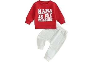 CEVOERF Toddler Baby Boy Valentines St. Patricks Outfits Long Sleeve Letter Print Shirts Crewneck Sweatshirt Jogger Pants
