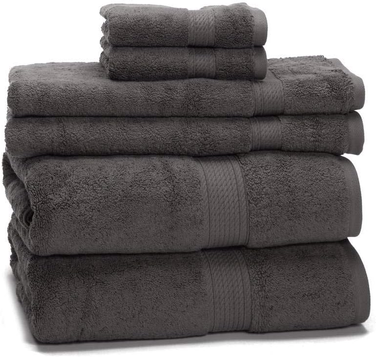900 GSM 100% Egyptian Cotton 6-Piece Towel Set - Premium Hotel Quality Towel Sets - Heavy Weight & Absorbent - 2 Bath Towels 30" x 55", 2 Hand Towels 20" x 30", 2 Washcloths 13" x 13" Charcoal: Home & Kitchen
