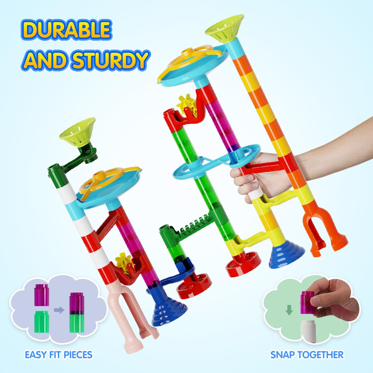 Marble Run, 110pcs Marble Maze Game Construction Building Toys for Kids, Marble Track Race Set STEM Learning Toys Gift for Boys Girls 3 4 5 6 7 8 9 10+, 8105